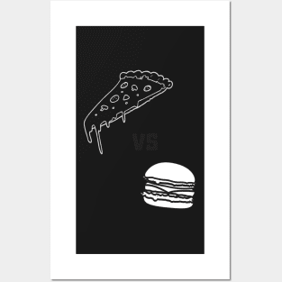 PIZZA V BURGER BW Posters and Art